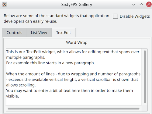 SixtyFPS Gallery TextEdit Screenshot